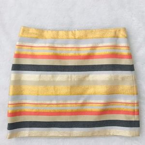 J Crew Metallic Striped Mini Skirt Navy Gold Pink